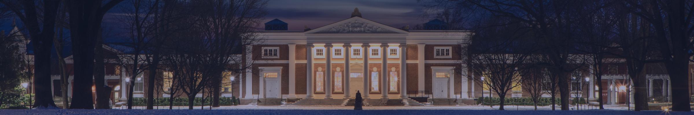 A banner featuring a portrait of UVA building.