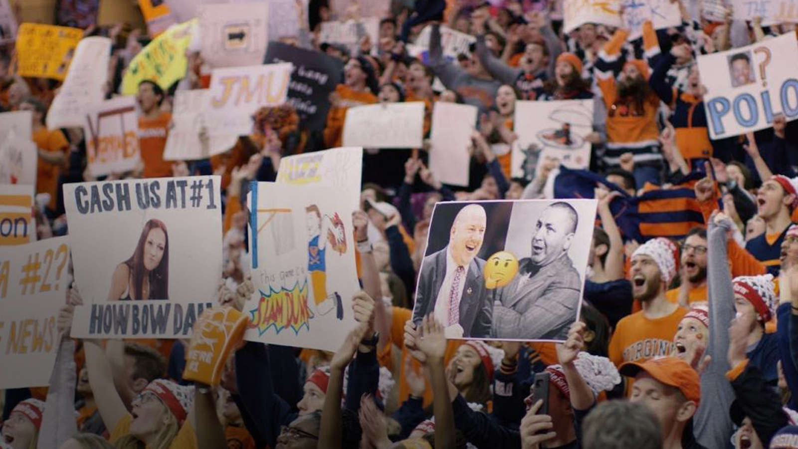 Portrait of large crowd of spectators cheering during game day.